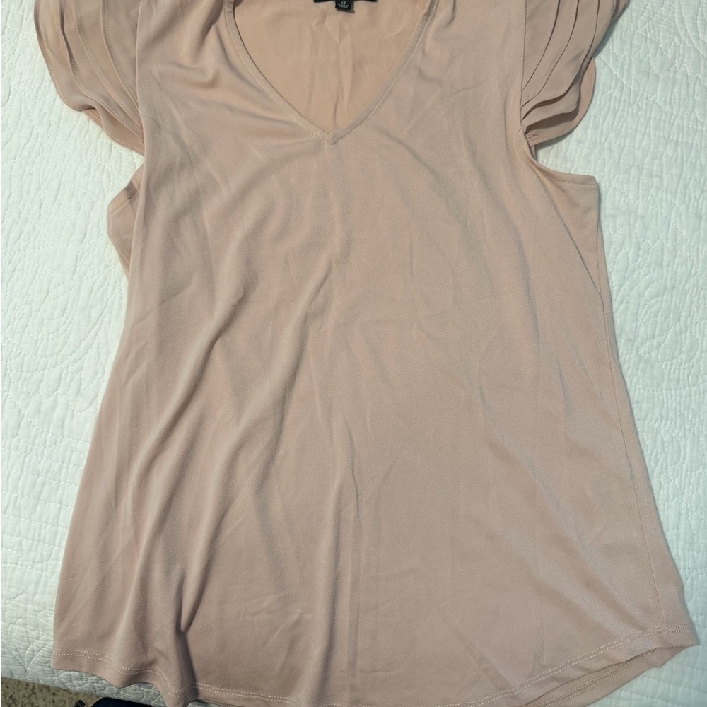 Adrianna Papell Soft Pink V-Neck Blouse
